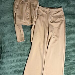 Stylish Tan Women's Pants & Jacket Set